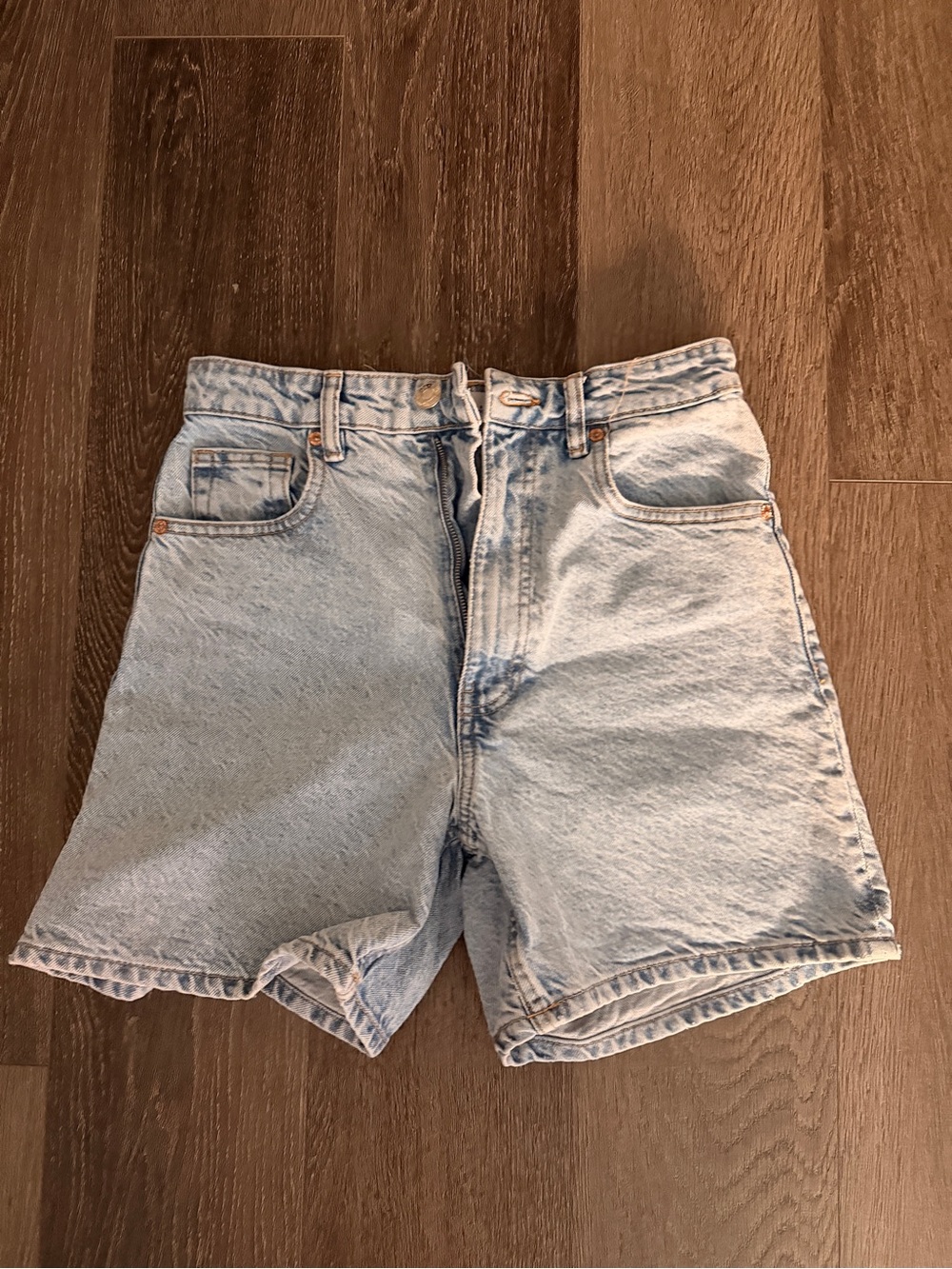 Zara Light Blue High Waist Denim Shorts